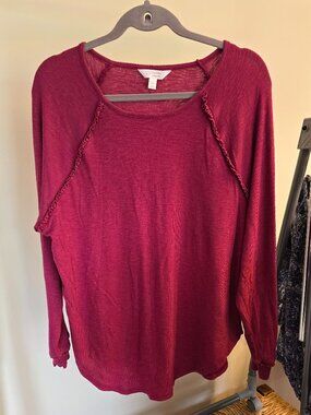 LC Lauren Conrad Berry Red Purple Ruffled Top